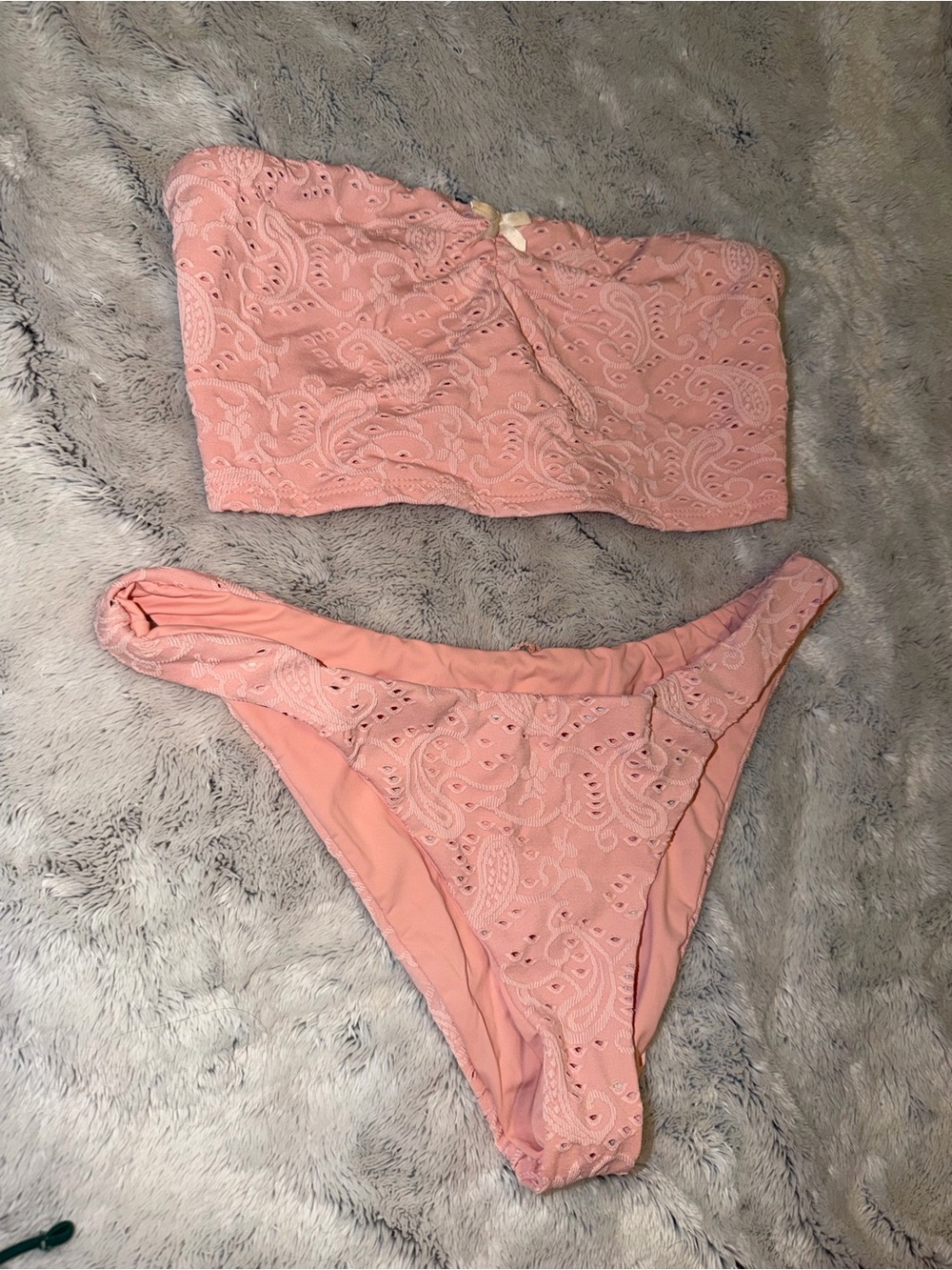 Dippin' Daisy's Peach Lace Bandeau Bikini Set